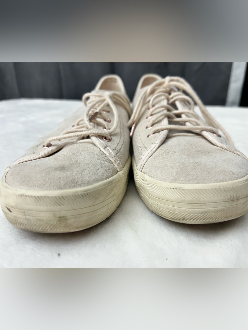 Keds Women's Kickstart Suede Sneakers Light Taupe Lace Up Rose Gold Eyelet Sz 11 - Picture 5 of 8